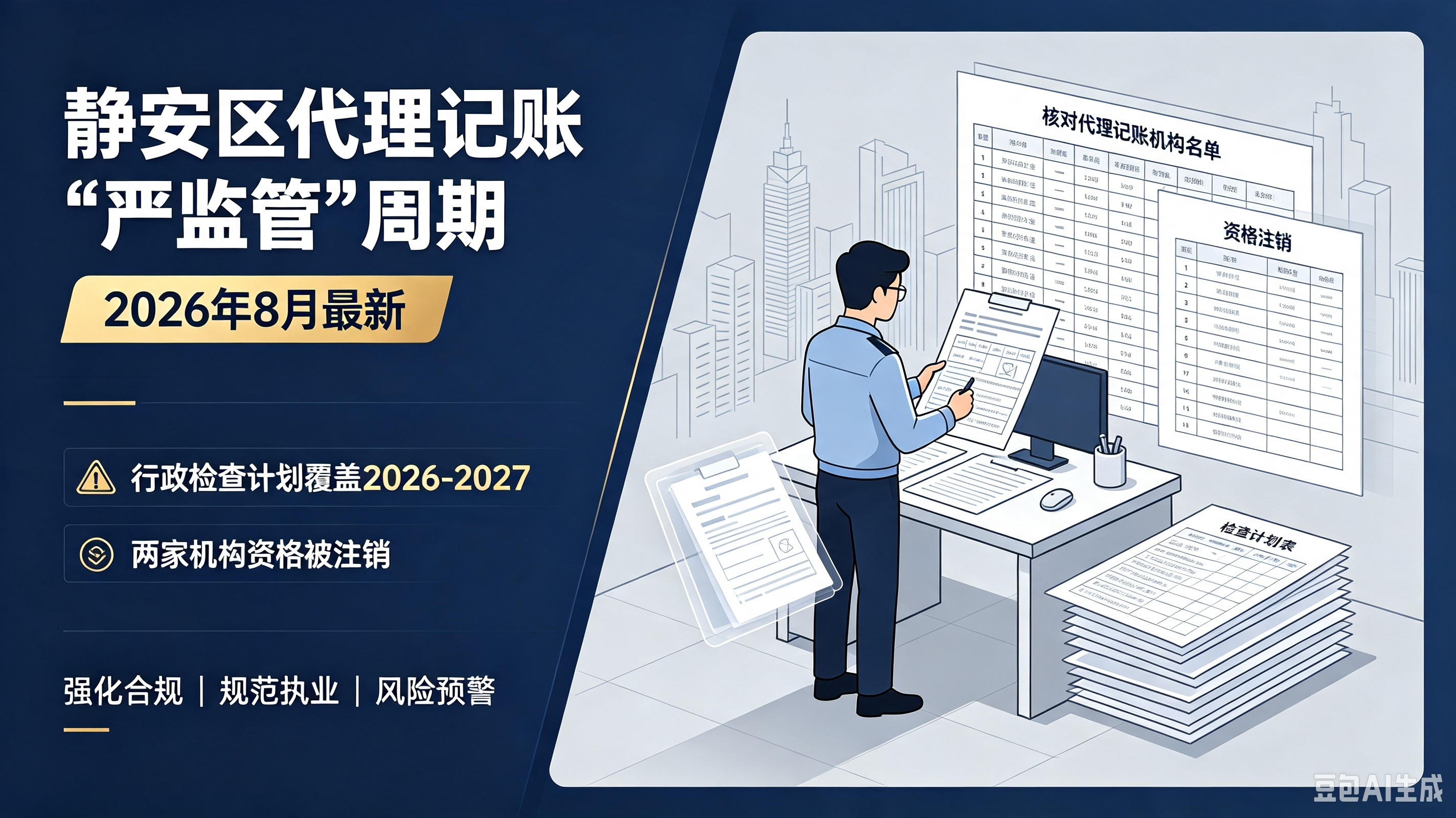 2026年8月最新｜静安区代理记账进入“严监管”周期：行政检查计划覆盖2026-2027、两家机构资格被注销