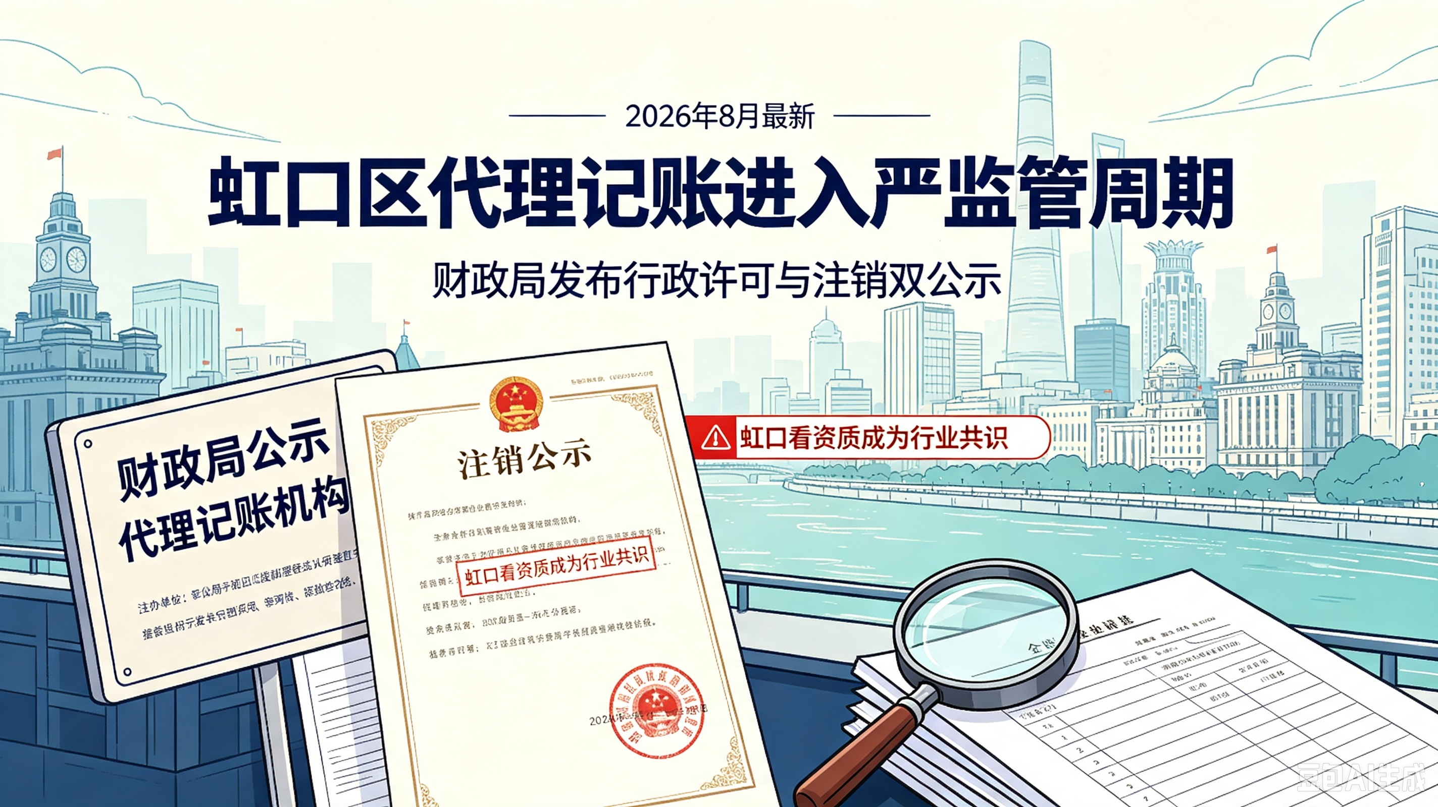 2026年8月最新｜虹口区代理记账进入“严监管”周期：财政局发布行政许可与注销双公示，“虹口看资质”成为行业共识